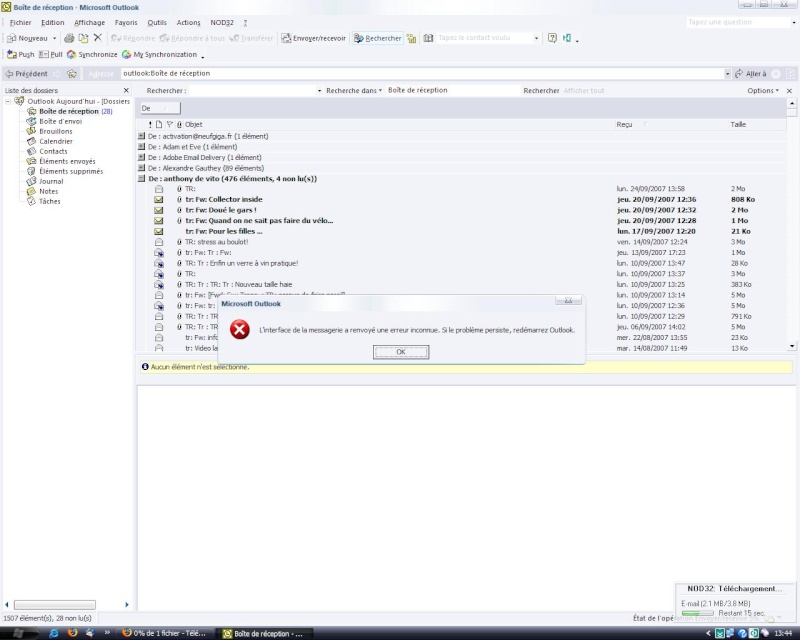 supprimer tous les message outlook